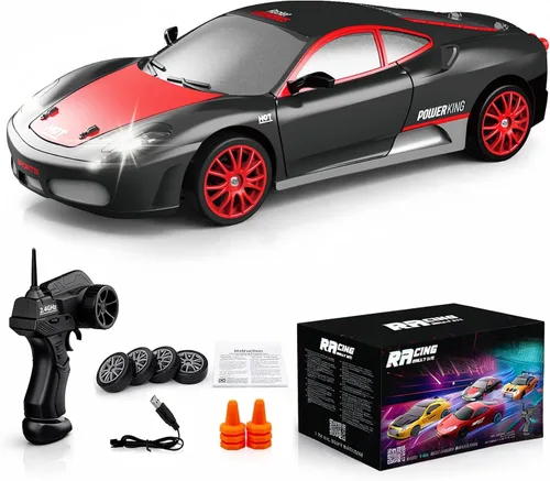 Vista 12 de Auto de control remoto RC Drift Car 2.4GHz escala 1:24 4WD 20KM/H modelo de alta velocidad vehículo con luces LED Drifting Tire Racing Sport Toy Car