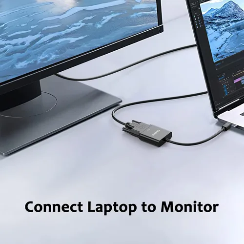 Vista 3 de FEMORO Adaptador Mini DisplayPort a VGA, paquete de 2 unidades, mini puerto de pantalla DP a VGA, convertidor de cable macho a hembra