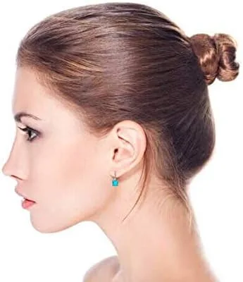 Vista 7 de Pendientes clásicos de novia de 1 a 2 quilates con circonita cúbica cuadrada de corte princesa con circonita cúbica cuadrada AAA CZ para mujer