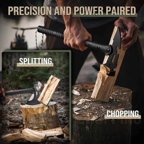 Vista 7 de Freelander - Juego de 2 hachas tácticas, Tomahawk afilado con vaina, Tomahawk portátil con clip y abridor de botellas, hacha de supervivencia