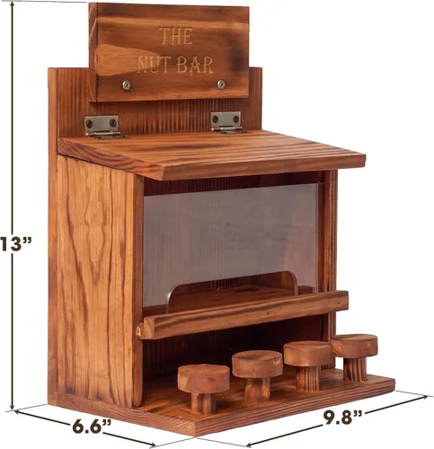 Vista 2 de MIXUMON Mesa Alimentadora de Ardillas The Nut Bar, Comedero de Mesa de Picnic de Madera para Ardillas, Alimentador de Ardillas Duradero para Mazorca