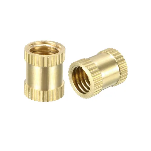 Vista 4 de uxcell Tuercas de inserción moleteadas – 50 piezas M3 x 0.197 in L x 0.157 in OD rosca hembra latón rosca inserción tuerca de incrustación