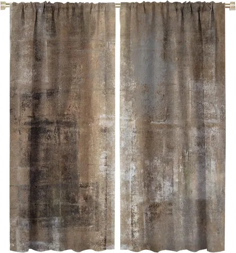 Vista 14 de Cortinas rústicas occidentales marrones con patrón de cornamenta para puerta, con bolsillo para barra, cortinas de ventana para dormitorio, sala