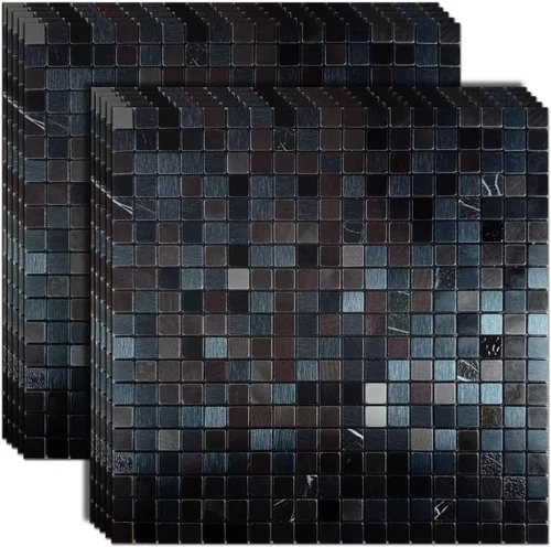 Vista 18 de XUANINY Azulejos de protección contra salpicaduras para cocina, baño, chimenea, mosaico de aluminio metálico autoadhesivo (12 x 12 pulgadas)