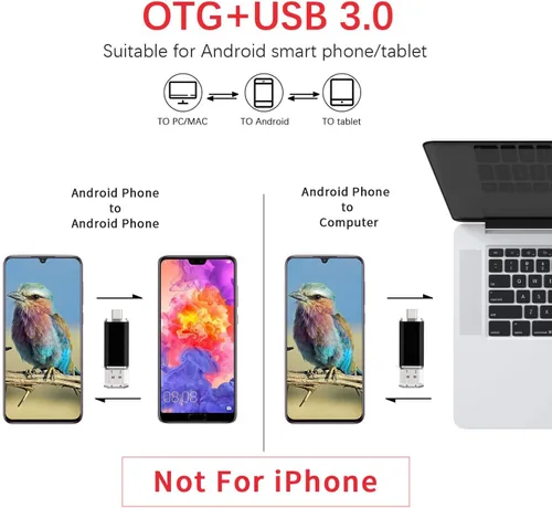 Vista 6 de Vansuny Unidad flash tipo C de 64 GB 2 en 1 OTG USB 3.0 + USB C Memory Stick con llavero Dual Tipo C Thumb Drive Photo Stick Jump Drive