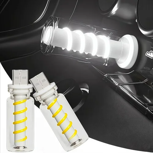 Vista 20 de 2 luces USB para el interior del automóvil, regulables al tacto, diseño de botella de vidrio retro mini adecuado para automóviles, dormitorios, Azul