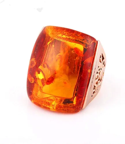 Vista 2 de Ajojewel - Anillo de resina de color naranja para mujer, diseño grande, diseño de Anel