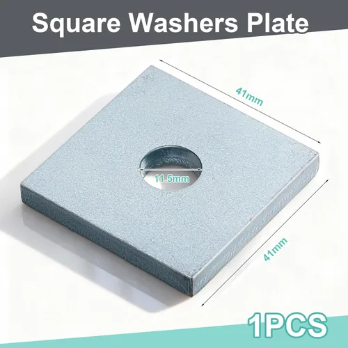 Vista 2 de Yaocom 1 pieza de arandelas cuadradas de 5/8 pulgadas (diámetro interior) x 1/8 x 3 x 3 pulgadas, junta de acero galvanizado resistente, arandelas