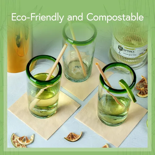 Vista 6 de Servilletas de cóctel desechables 100% bambú (paquete de 50) 2 capas con certificación FSC Servilletas biodegradables para fiestas, hogar o uso