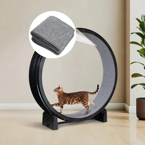 Vista 3 de Didiseaon Alfombrilla para ruedas de ejercicio para gatos, almohadilla de fieltro para mascotas, estantes de estante para gatos, rascador con rueda