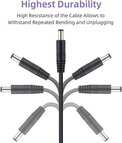 Vista 5 de DC 60 feet 12V Power Adapter Extension Cable 2.1mm x 5.5mm Compatible with DC Adapter Cord Fit for CCTV Security Camera Wireless IP Camera