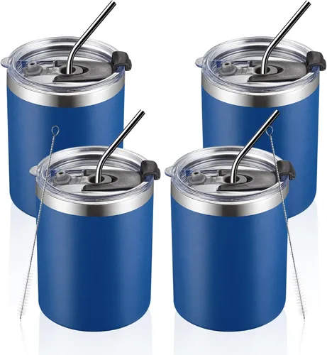 Vista 9 de MEWAY Paquete de 8 tazas de café de 12 onzas con tapa, taza de café reutilizable de acero inoxidable aislada, taza de café duradera de doble pared