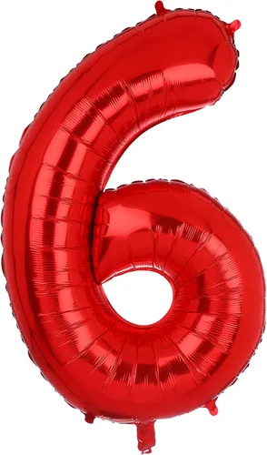 Globos digitales de helio de 40 pulgadas con 6 números rojos, suministros de decoración de fiesta de cumpleaños de 6 años Rojo 6