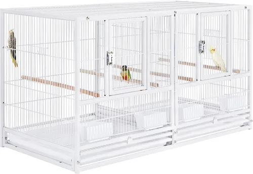 Yaheetech Jaula apilable dividida para pájaros, jaula de periquitos para loros pequeños, canarios, cacatúas, tortolitos, pinzones, periquitos, color