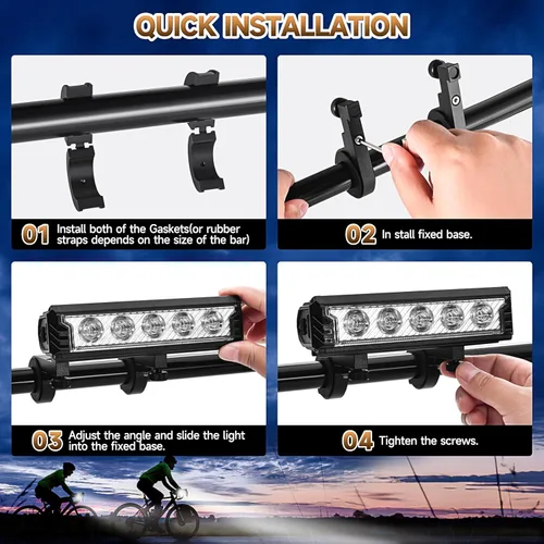 Vista 3 de Potente juego de luces para bicicleta recargables por USB