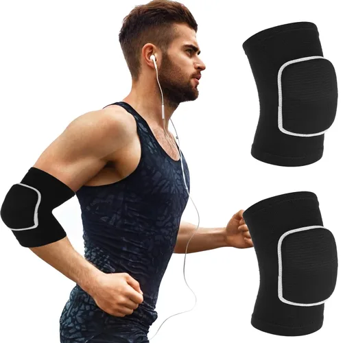 COMNICO Almohadillas de Soporte para Brazo Protector de Codo Correa Par, Esponja Anticolisión Transpirable Tendinitis Fitness Voleibol Baloncesto