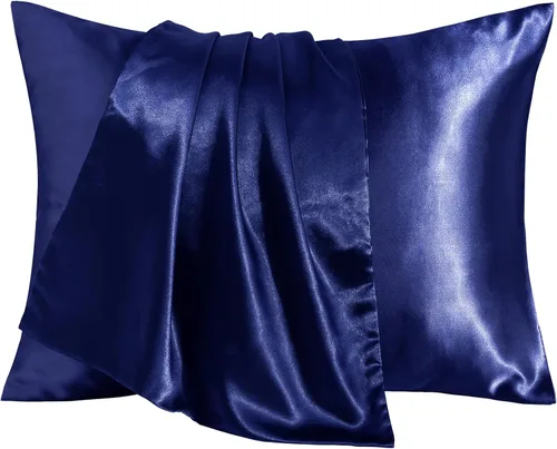 Vista 15 de BEDSUM Paquete de 2 fundas de almohada de satén de seda para niños pequeños, fundas de almohada sedosas de lujo con cierre de sobre para bebés, Negro