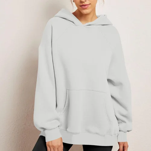 Vista 2 de Women Raglan Sleeve Hoodies Oversized Pullover Tops Basic Athletic Fit Hooded Sweatshirts Trendy Y2K Hoodie Shirts