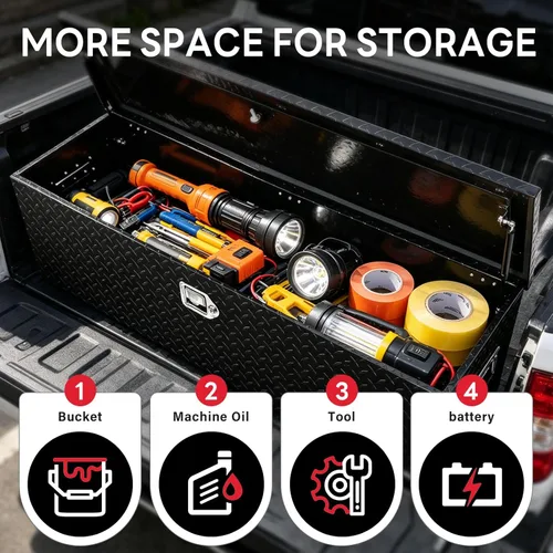 Vista 7 de FORWODE - Caja de herramientas de 48 pulgadas para cama de camión, de aluminio para camioneta, caja de herramientas para RV, cajas de herramientas