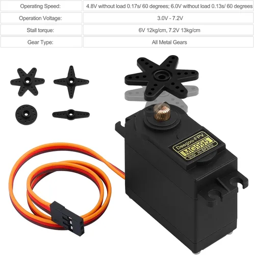 Vista 4 de 4-Pack Servo Motor MG995 Ángulo de Control 180 Engranaje de Metal Servo 13KG Digital de Alta Velocidad y Par de Torsión Servo Motor para Juguetes