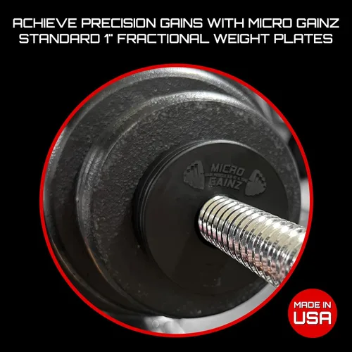 Vista 3 de Micro Gainz 1-Inch Center Hole Standard Fractional Weights Plates Set, 8 Piece Dumbbell & Barbell Set of .50LB Plates for Strength Training and