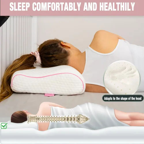 Vista 5 de alkamto Almohada de espuma viscoelástica cómoda para viajes y campamentos, bolsa portátil fácil de llevar, funda de almohada con regulación