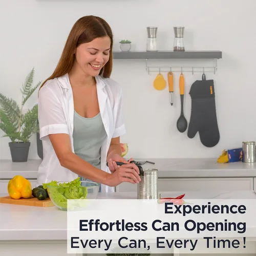 Vista 2 de Deiss Abrelatas profesional resistente, borde liso manual, abrelatas de mano con mango suave al tacto, abrelatas de seguridad a prueba de óxido