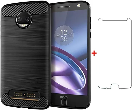 Funda de teléfono para Moto Z2 Force con protector de pantalla de vidrio templado y silicona delgada de cuerpo completo, accesorios de goma para