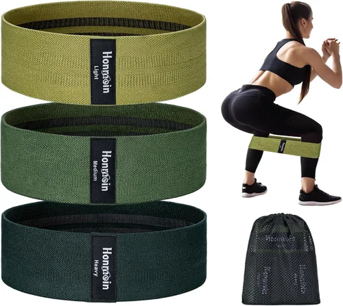 Honmein Bandas de Resistencia para Entrenamiento, Juego de Bandas de Ejercicio de 3 Niveles para Mujeres y Hombres, Bandas de Caderas, Piernas y