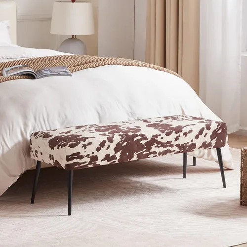 Vista 58 de DUHOME Banco otomano moderno de terciopelo, tapizado con botones, banco de pie de cama con base dorada para entrada, sala de estar, comedor