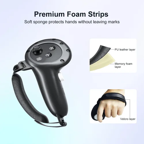 Vista 9 de Aolukytech Adjustable VR 3 Head Strap and Controller Grips Accessories Compatible with Meta Quest 3, Lightweight and Comfortable VR Headset Strap
