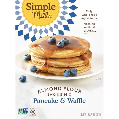 Vista 4 de Simple Mills Mezcla de harina de almendras para panqueques y waffles, sin gluten, hecha con alimentos integrales, 3 unidades y mezcla para hornear