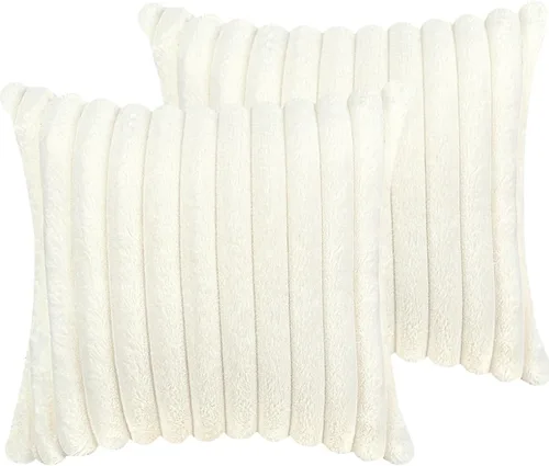 Vista 9 de Juego de 2 fundas de almohada decorativas de 16 x 16 pulgadas, fundas decorativas de piel sintética para cama, sofá, funda de almohada suave