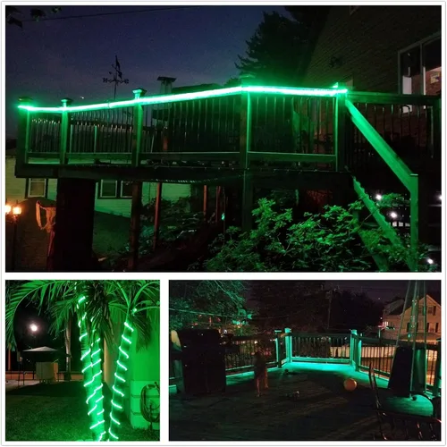 Vista 5 de Tira de luces LED impermeables, tira de luces LED de 100 pies para exteriores, impermeable, iluminación decorativa para interiores/exteriores