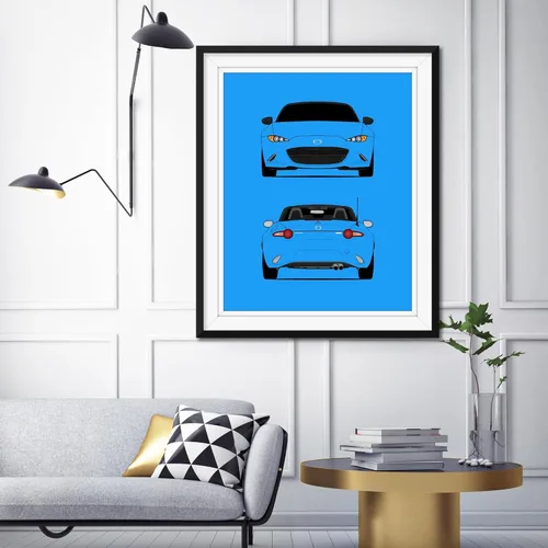 Vista 5 de Custom Car Posters Póster personalizable en color hecho a mano compatible con Mazda Miata MX-5 ND (2015 presente) (delantera y trasera), decoración