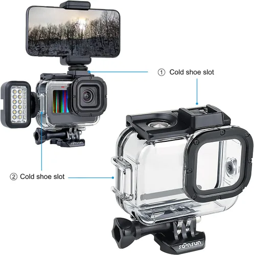 Vista 3 de SOONSUN - Estuche impermeable para GoPro Hero 13 12 11 10 9 Black, carcasa de buceo protectora subacuática de 196 pies/60 m con accesorios, montaje