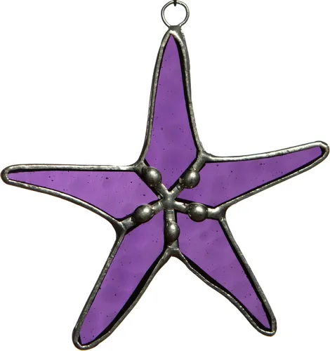 Vista 14 de Atrapasoles de Estrella de Mar de Vidrio Emplomado Perla Negra de 3" - Ideal para Decoración del Hogar Costero, Decoración de Dormitorio, Decoración