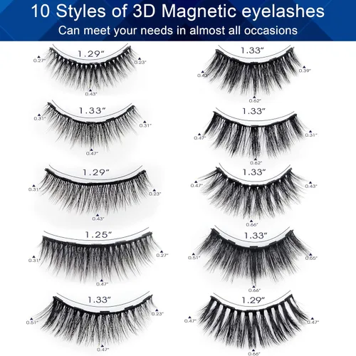 Vista 22 de Alcastar - Pestañas magnéticas con delineador de ojos, pestañas magnéticas ligeras, aspecto natural, reutilizables, de larga duración