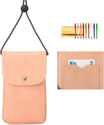 Vista 13 de Bolsa de transporte de piel sintética para teléfono celular con correa ajustable para tarjetas de crédito, pequeño bolso de viaje para iPhone 11 XR