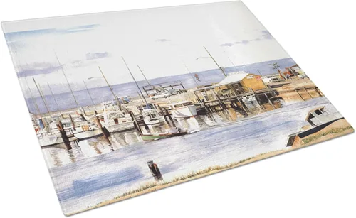 Vista 11 de Caroline's Treasures 1002LCB Barq's, Crabs and Spices Tabla de cortar de vidrio grande decorativa de vidrio templado Tabla de cortar y servir