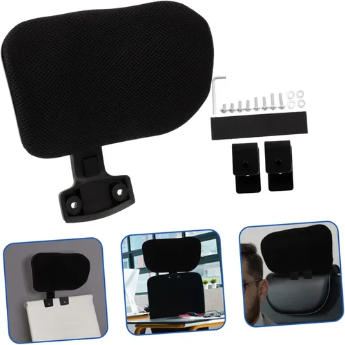 Vista 4 de Silla ergonómica para computadora, soporte lumbar, cojín grande y alto, altura ajustable, reposacabezas para oficina