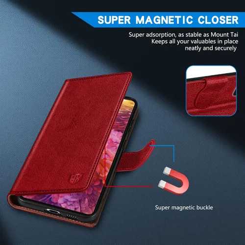 Vista 5 de ZZXX Funda tipo cartera para Samsung Galaxy S20 FE 5G de 6.5 pulgadas con bloqueo RFID, ranura para tarjetas, función atril, funda protectora