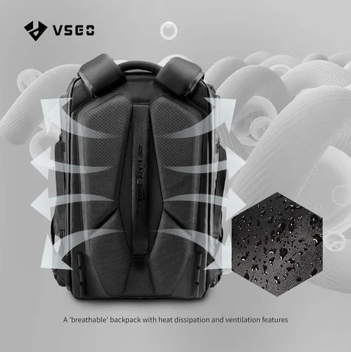 Vista 6 de VSGO Mochila profesional para cámara de 25 L, impermeable, compartimento para laptop de 17.3 pulgadas, compatible con cámara Sony Canon, Nikon