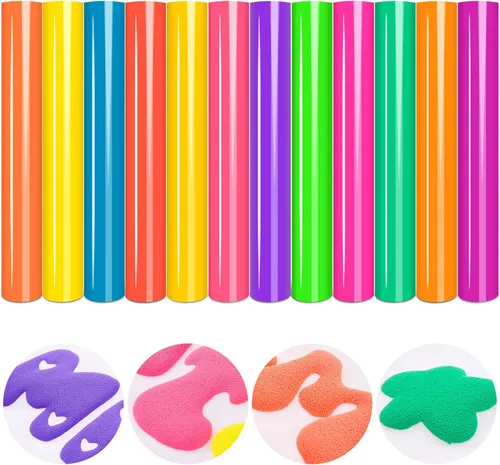 Vista 6 de Tintnut Vinilo de transferencia de calor Puff - 18 hojas 12 x 10 pulgadas 3D espumante HTV vinilo para planchar sobre camisetas DIY compatible