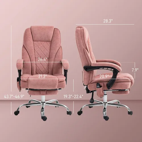Vista 4 de Vinsetto Silla de oficina de masaje con reposapiés, silla ejecutiva de escritorio para computadora con 6 puntos de vibración y calor, respaldo