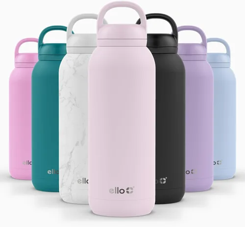 Vista 25 de Ello Cooper Twist - Botella de agua de acero inoxidable de 32 onzas con tapa para beber A prueba de fugas Doble pared y aislada al vacío Asa