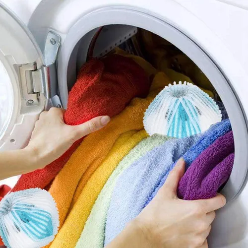 Vista 3 de Removedor de pelo de mascotas para lavandería, 6 bolas reutilizables para lavar pelusas para lavadora y secadora, bola para quitar el pelo largo
