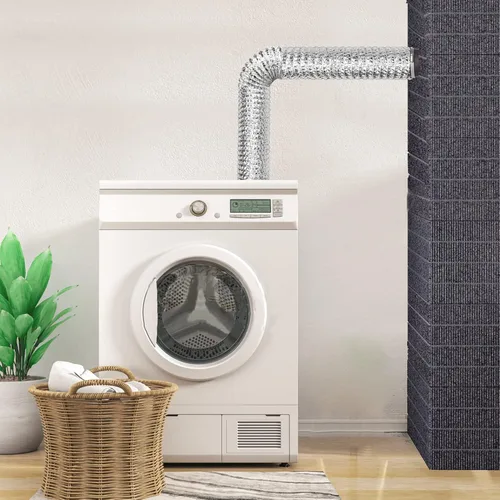 Vista 3 de Manguera de ventilación para secadora de 4 pulgadas y 5 pies, conducto de aire flexible, papel de aluminio resistente extra grueso (6 capas) con 2