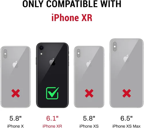 Vista 2 de DJDUCK Funda diseñada para iPhone XR con tarjetero y cierre magnético, protección de piel con bloqueo RFID, a prueba de golpes, para mujeres