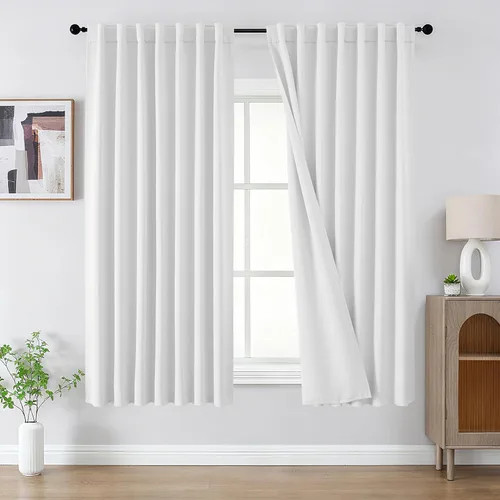 Vista 41 de CUCRAF - Juego de 2 paneles de cortinas opacas de 54 pulgadas, cortina con bolsillo para varilla y pestaña trasera, cortinas oscuras con aislamiento